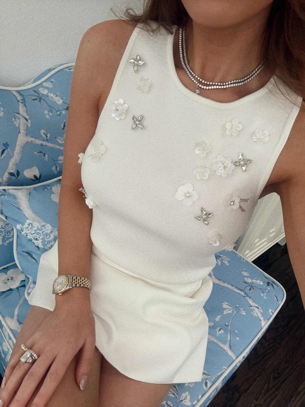 Ophelia Floral Embellished Beaded Top