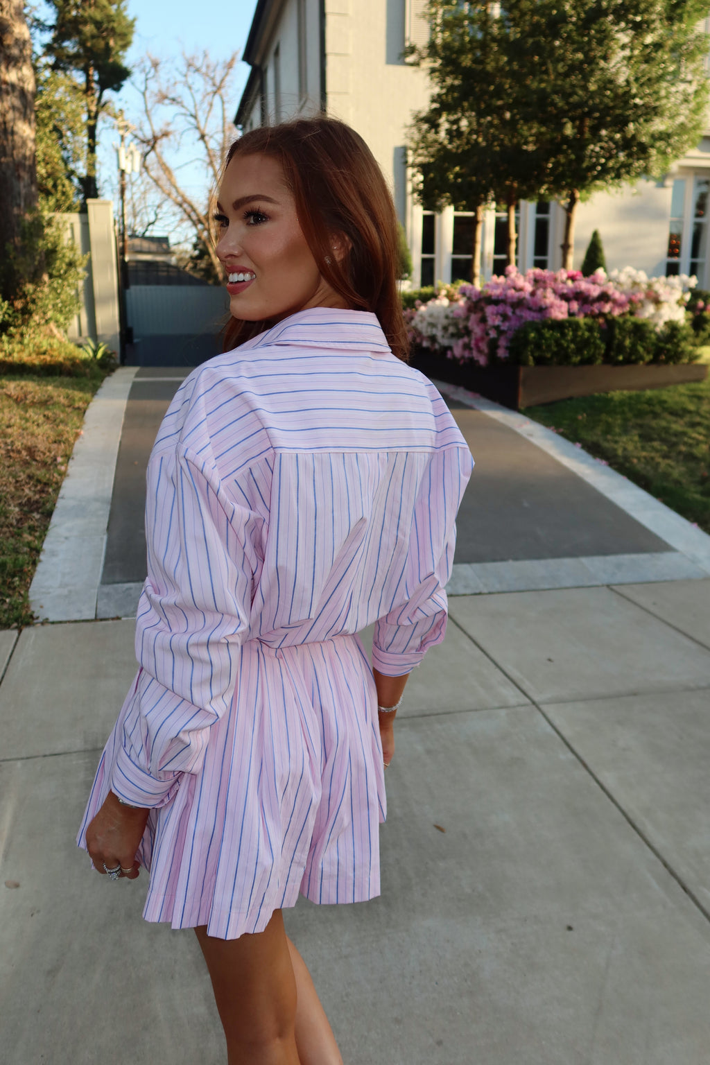 Saylor Stripe Button Down Shorts Set