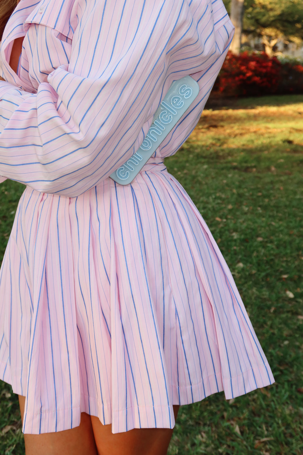 Saylor Stripe Button Down Shorts Set