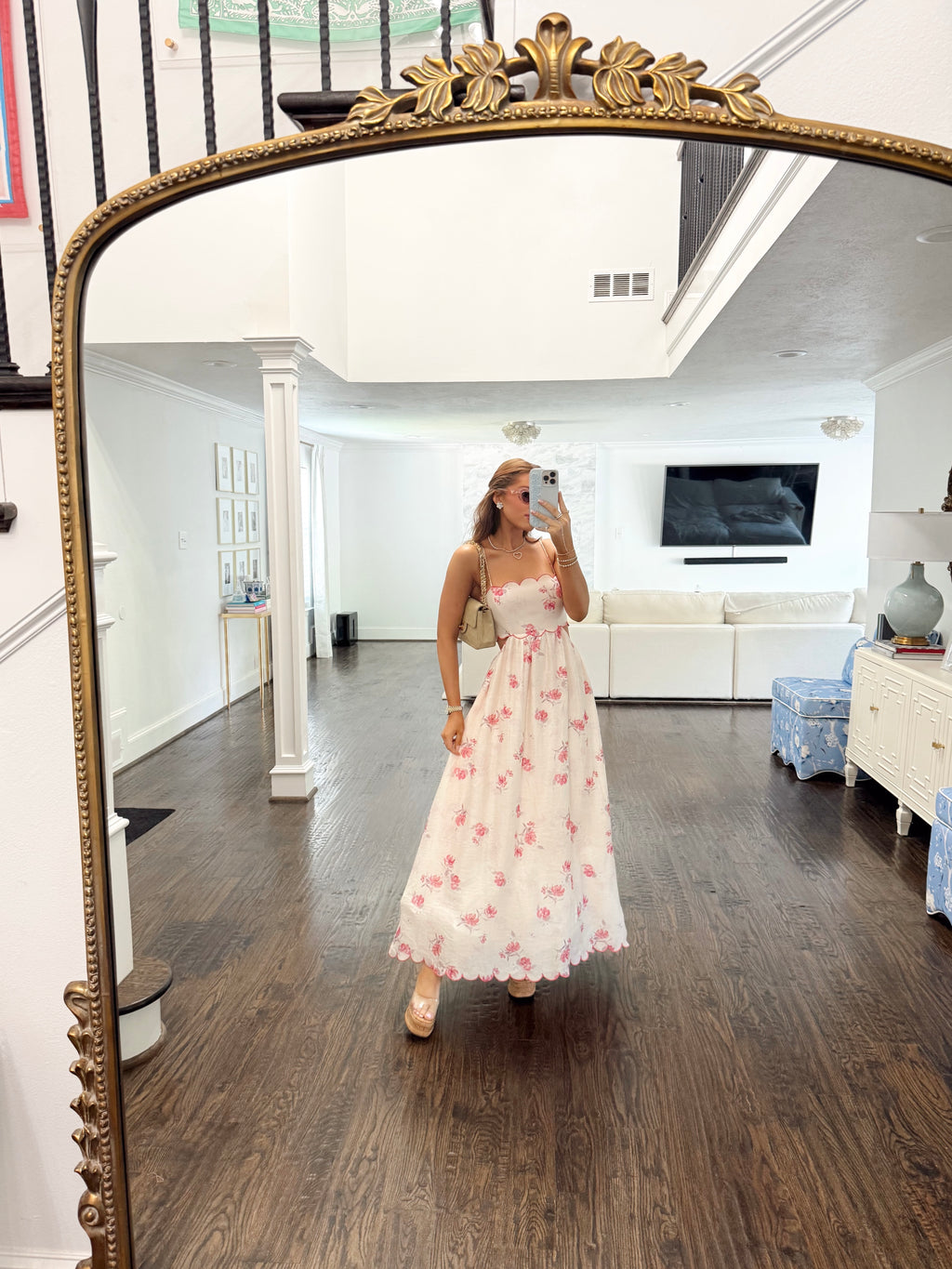 Camilla Pink Scallop Floral Maxi Dress