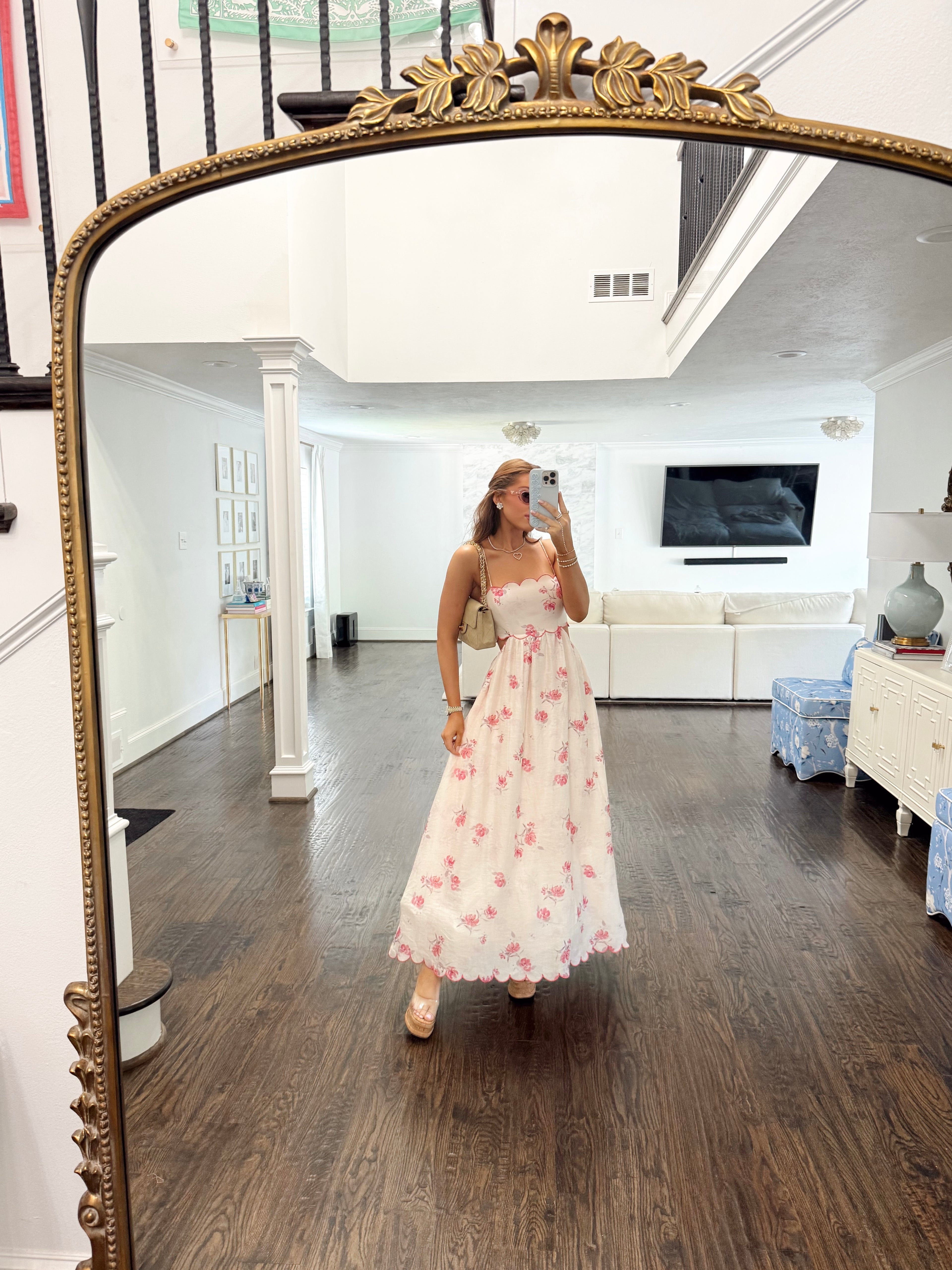 Camilla Pink Scallop Floral Maxi Dress