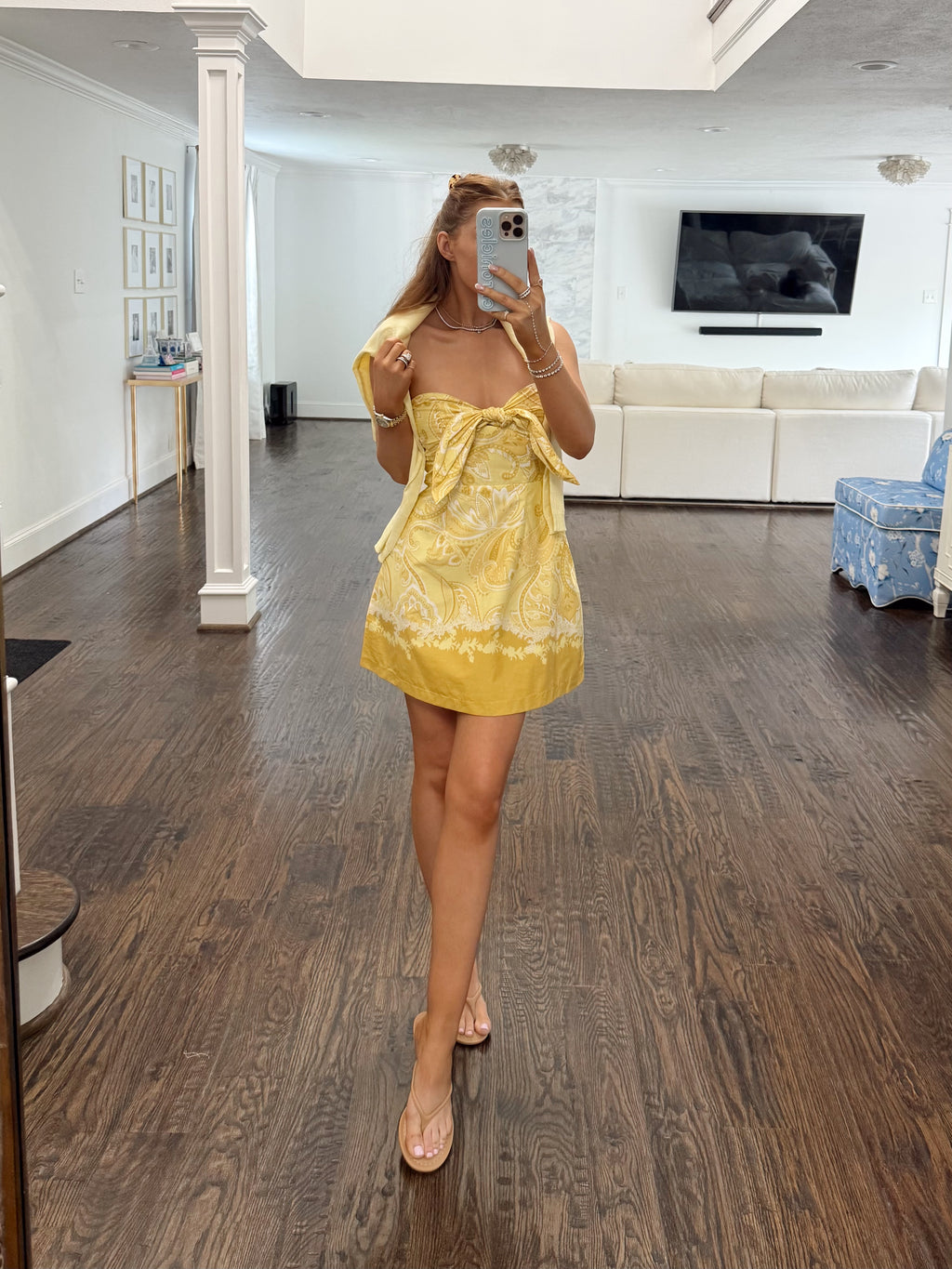 Leona Yellow Bandana Tie Front Mini Dress