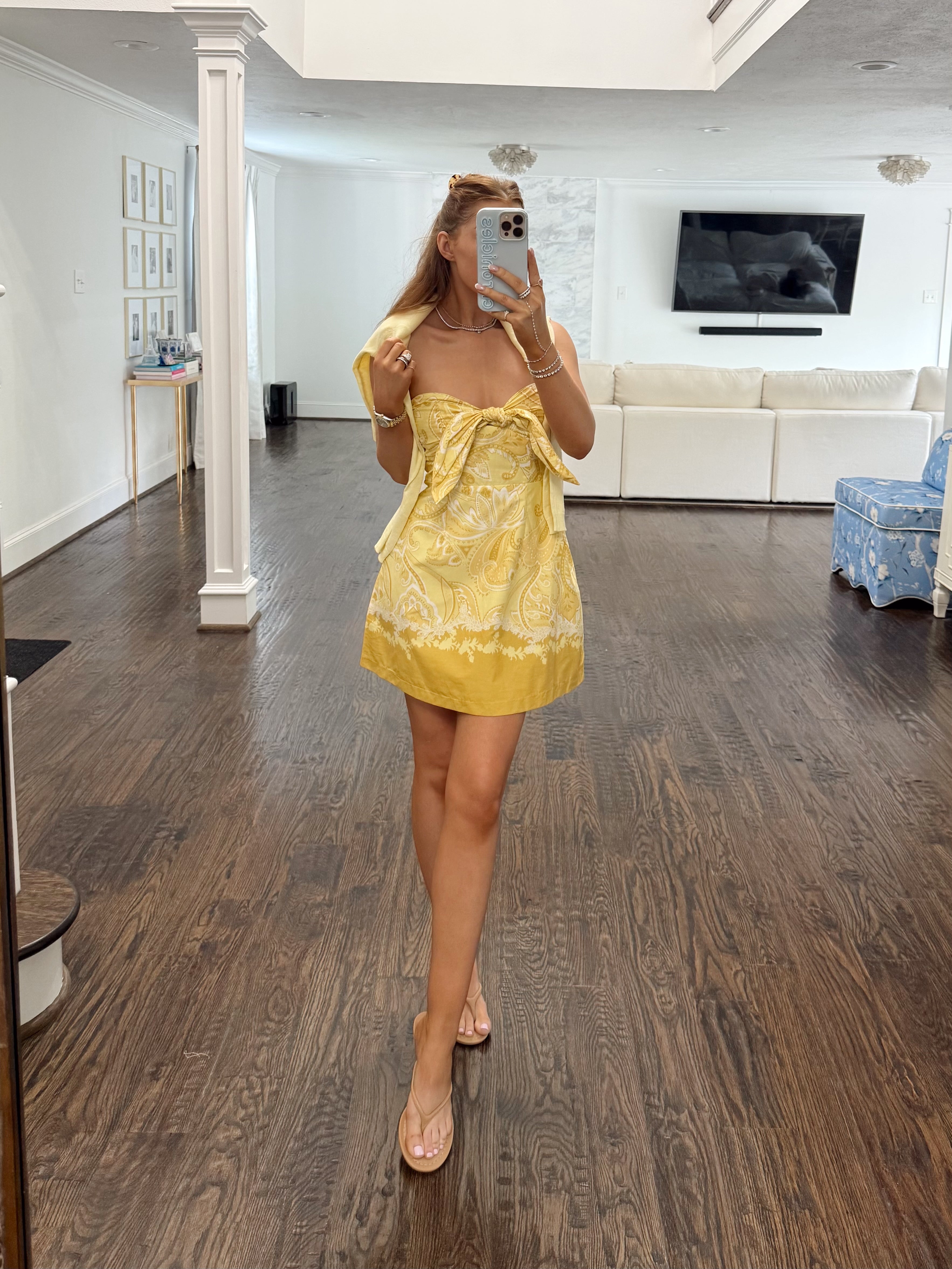 Leona Yellow Bandana Tie Front Mini Dress