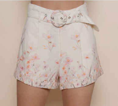 Layla Floral High Waist Belted Shorts
