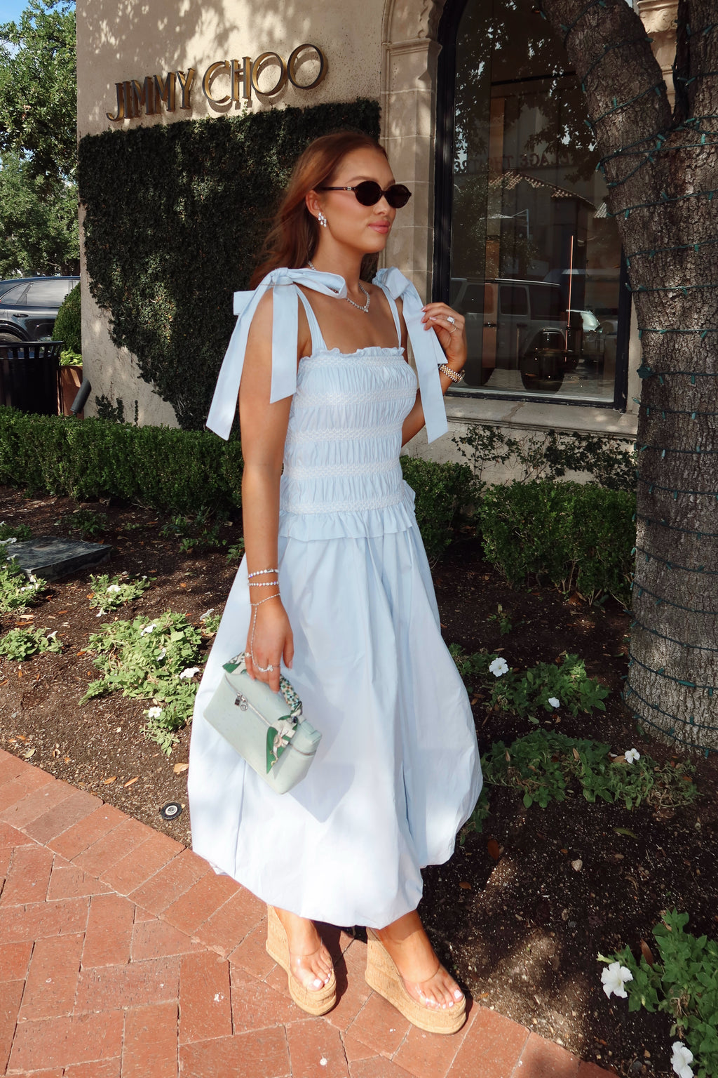 Lilibelle Baby Blue Smocked Bubble Midi Dress