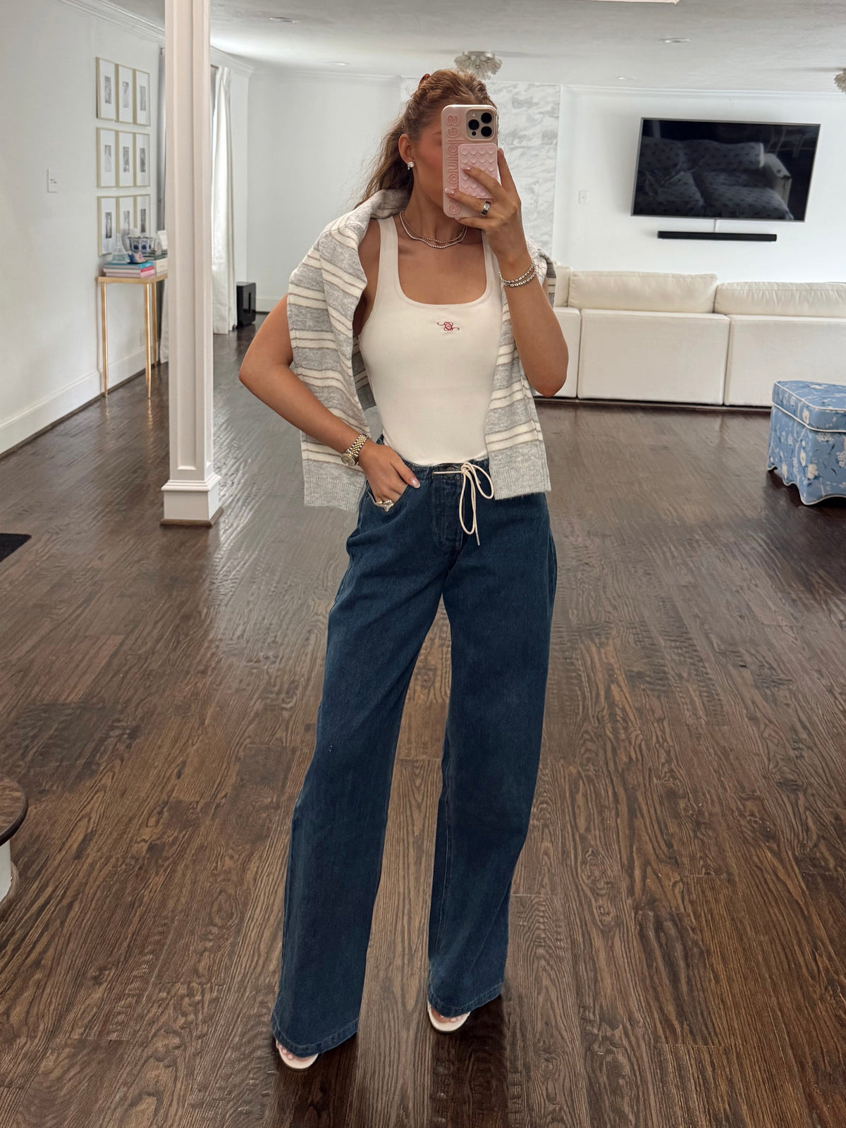 Lyle Drawstring Wide Leg Jeans