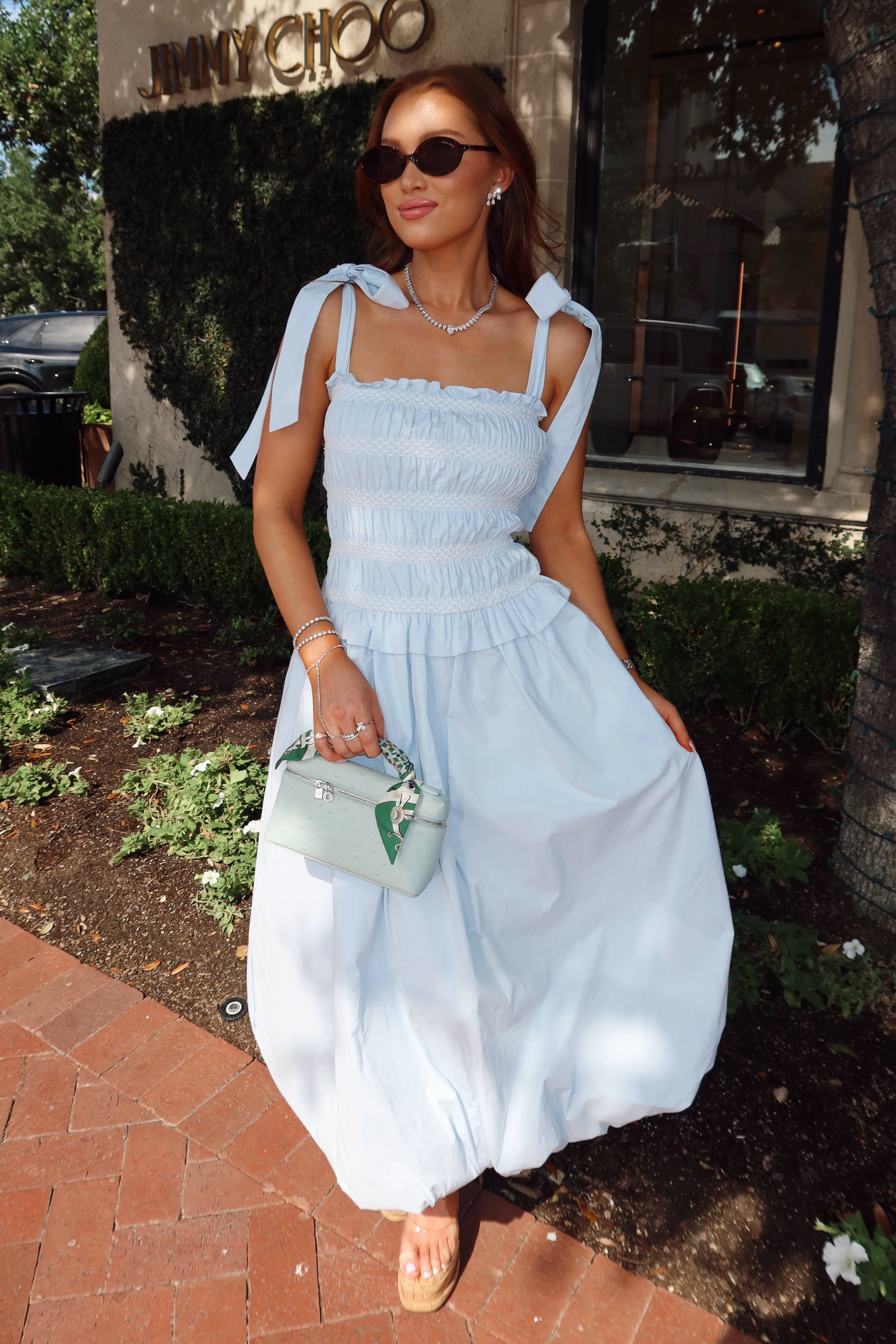 Lilibelle Baby Blue Smocked Bubble Midi Dress