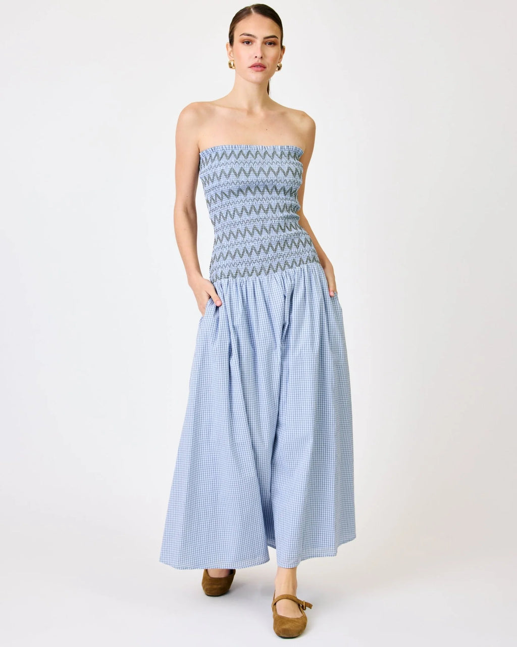 Brandi Plaid Smocked Maxi Dress