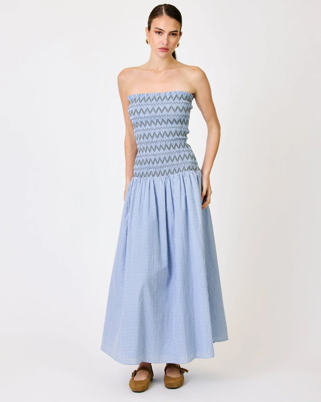 Brandi Plaid Smocked Maxi Dress