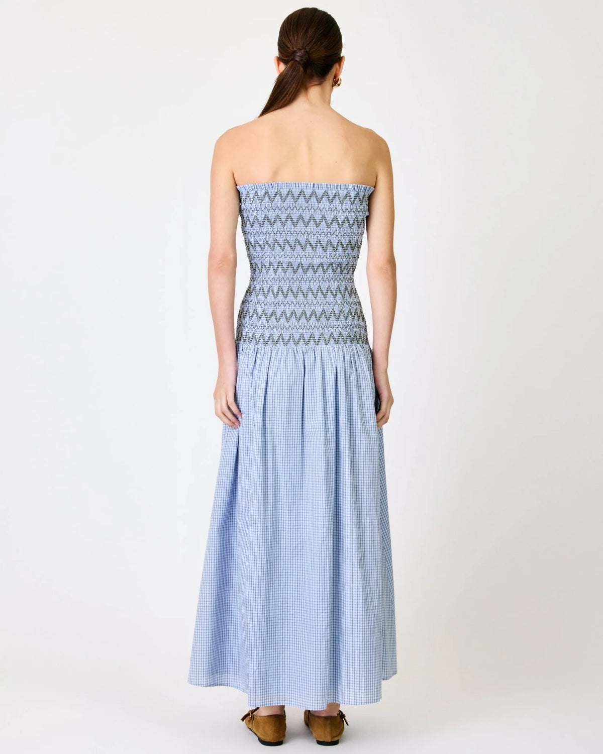 Brandi Plaid Smocked Maxi Dress